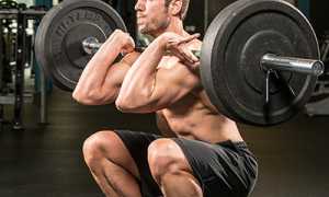 Приседания со штангой на груди и на руках