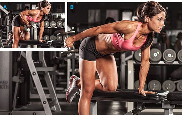 Разгибания с гантелью в наклоне