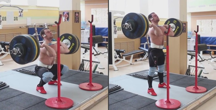 Приседания со штангой на груди