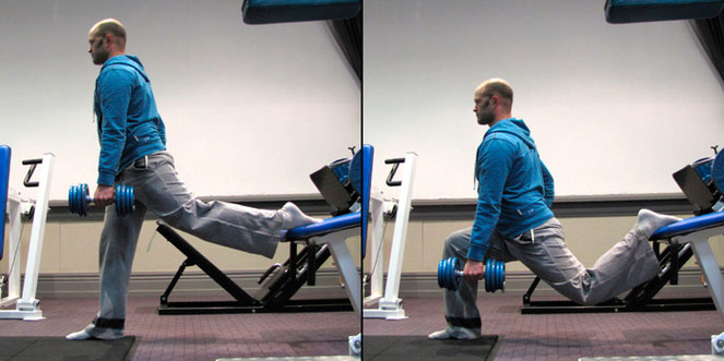 блогарский сплит присед с гантелей