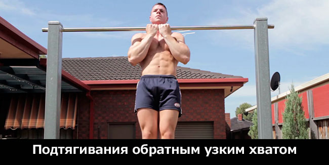 Подтягивания обратным узким хватом на турнике фото