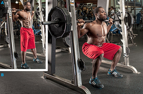 Приседания в тренажере смитта