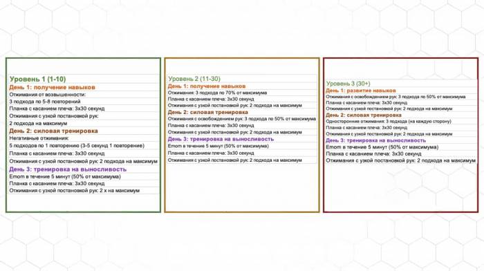 Программа отжиманий на грудь