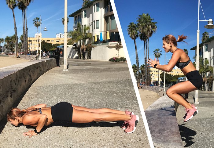 Бурпи с запрыгиванием на тумбу