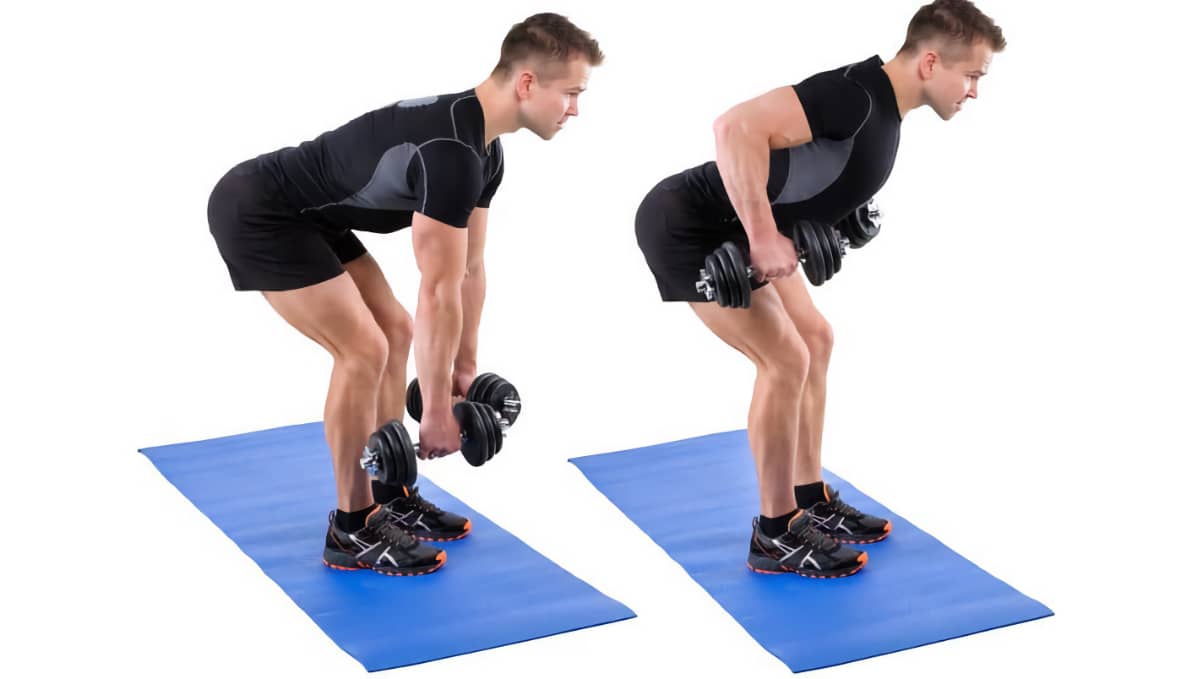 Тяга гантелей в наклоне