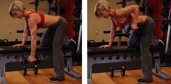 Тяга с гантелью