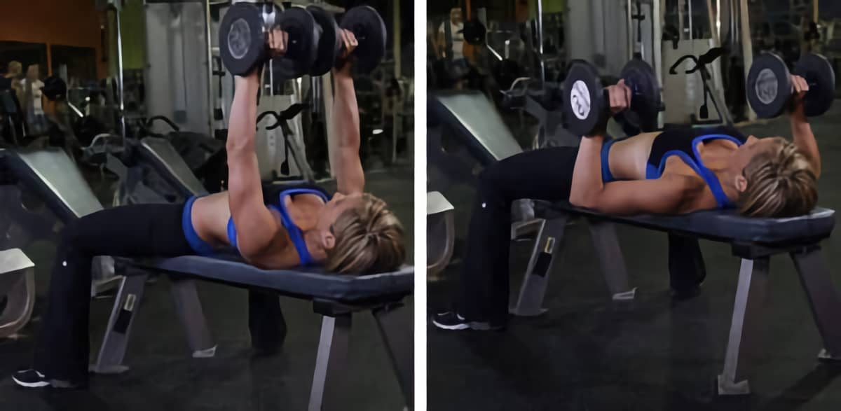 Жим гантелей на скамье